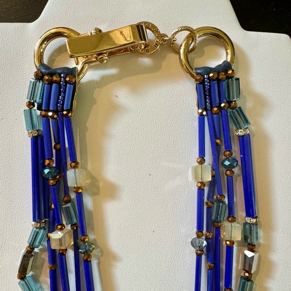Blue Crystal Beaded Multi-Strand Necklace - Picture 4 of 8